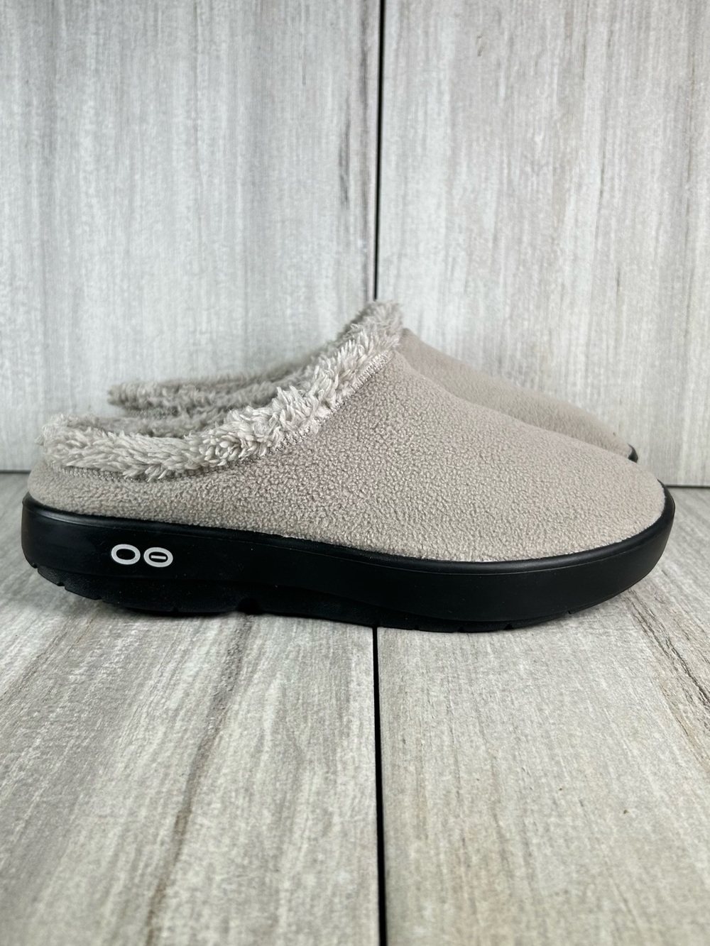 WORN 1X OOFOS OOcoozie Slip-On Clog in Light Gray with Black Sole Men's Size 9 - Picture 4 of 11